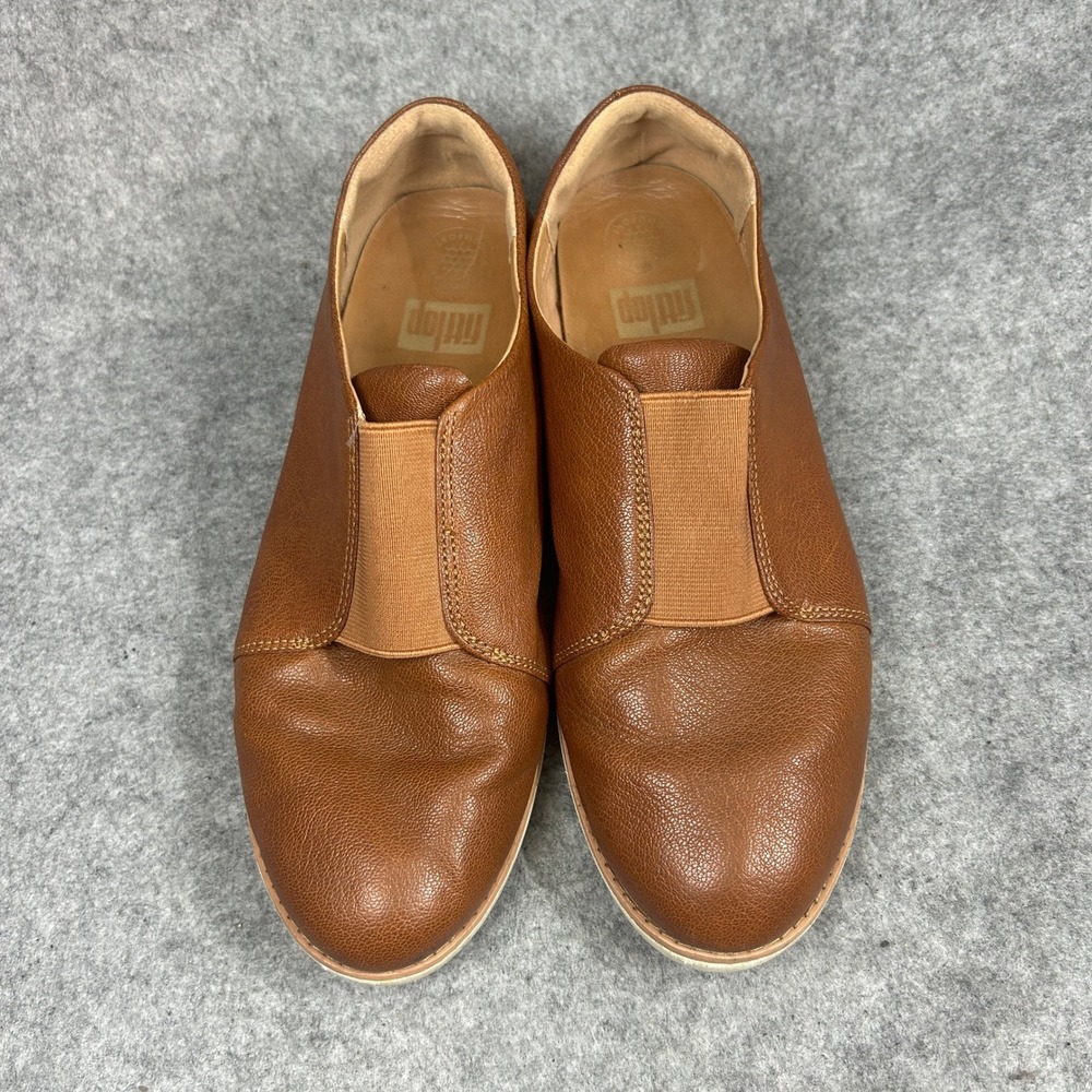 FitFlop Womens 10 Brown Leather Slip On Supercomff Comfort Sneakers
